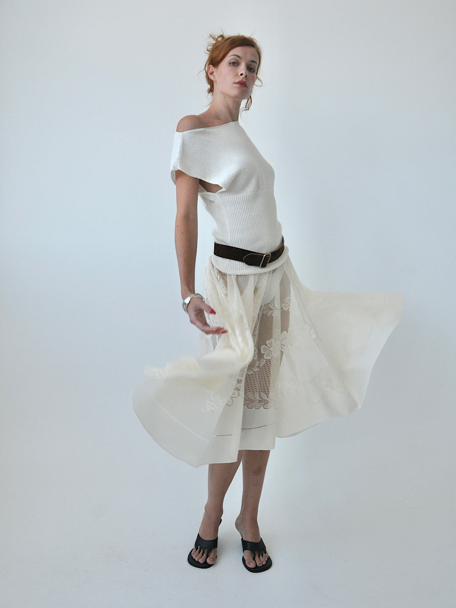 Opaline circle lace midi skirt