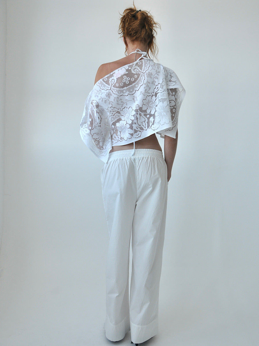 Halo draped lace poncho top