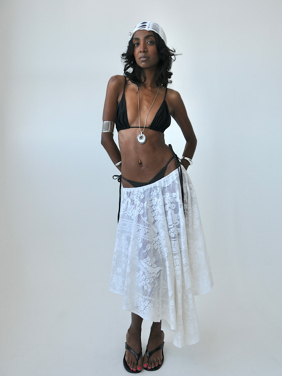 Petal circle lace midi skirt