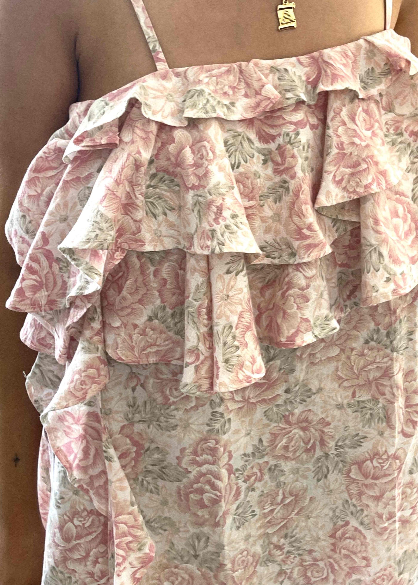 Anais Flounce Mini Dress Pink Pastel Floral