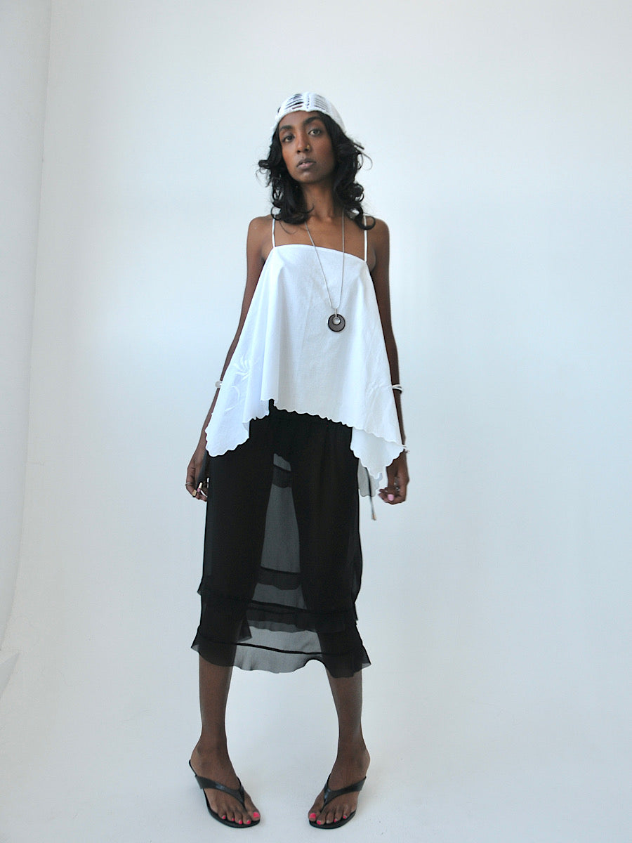 Lilly embroidered cotton drape top