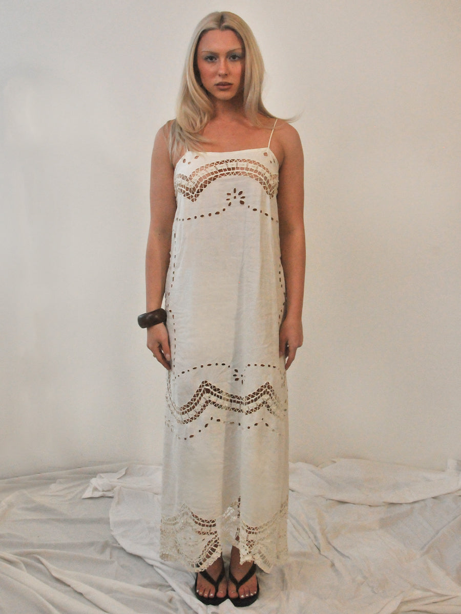 Rose linen tablecloth dress