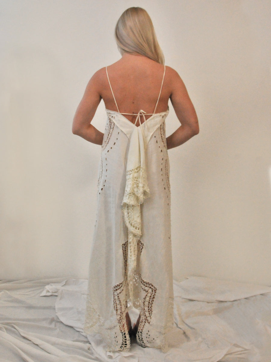 Rose linen tablecloth dress