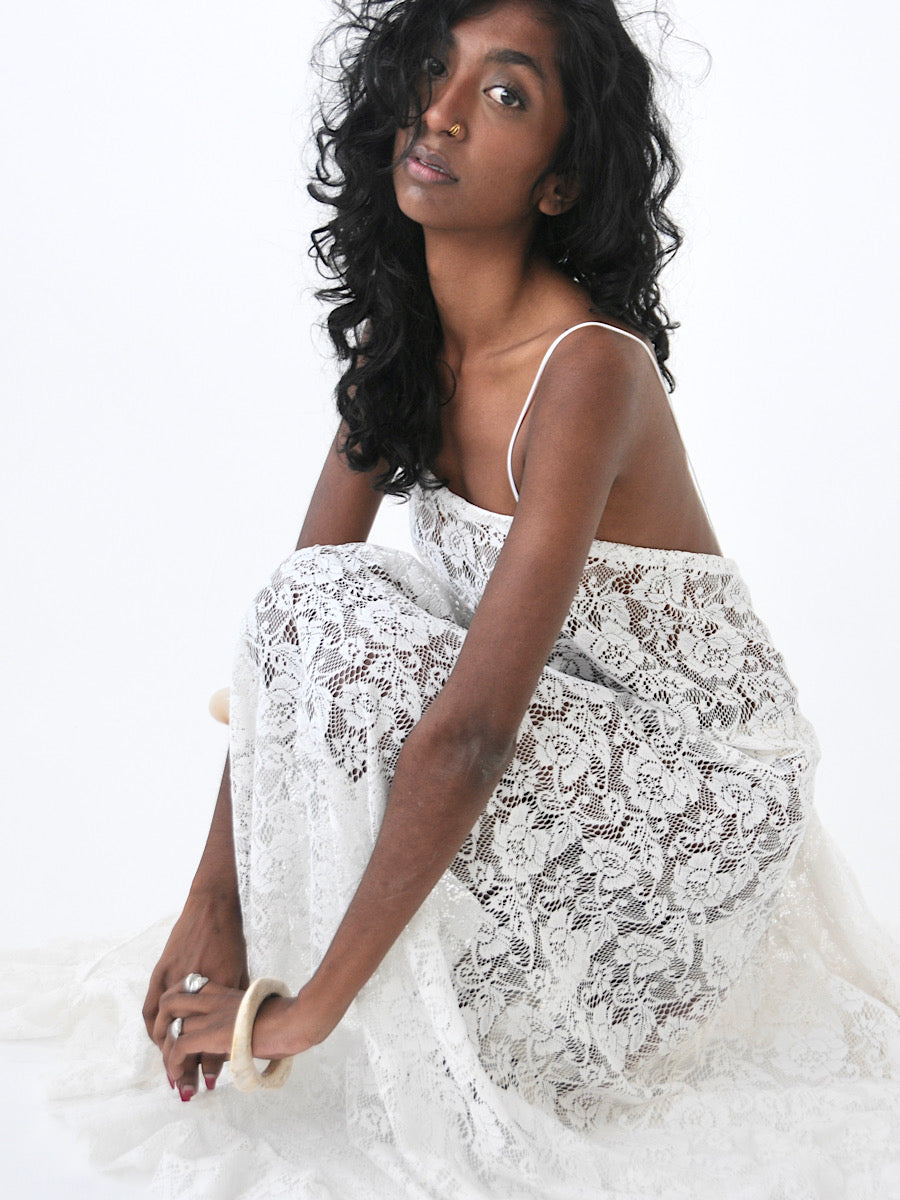 Cascade vintage lace maxi dress