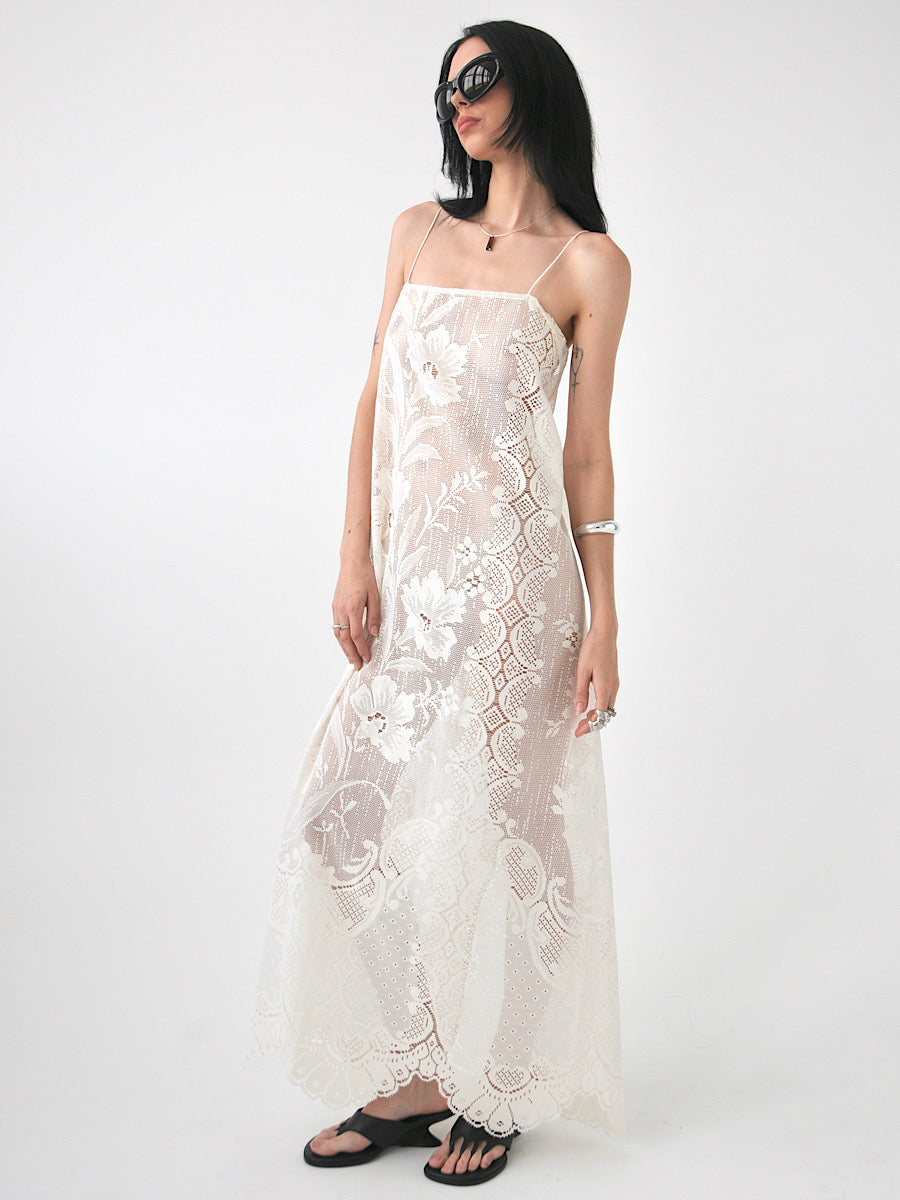 Peony vintage lace maxi dress