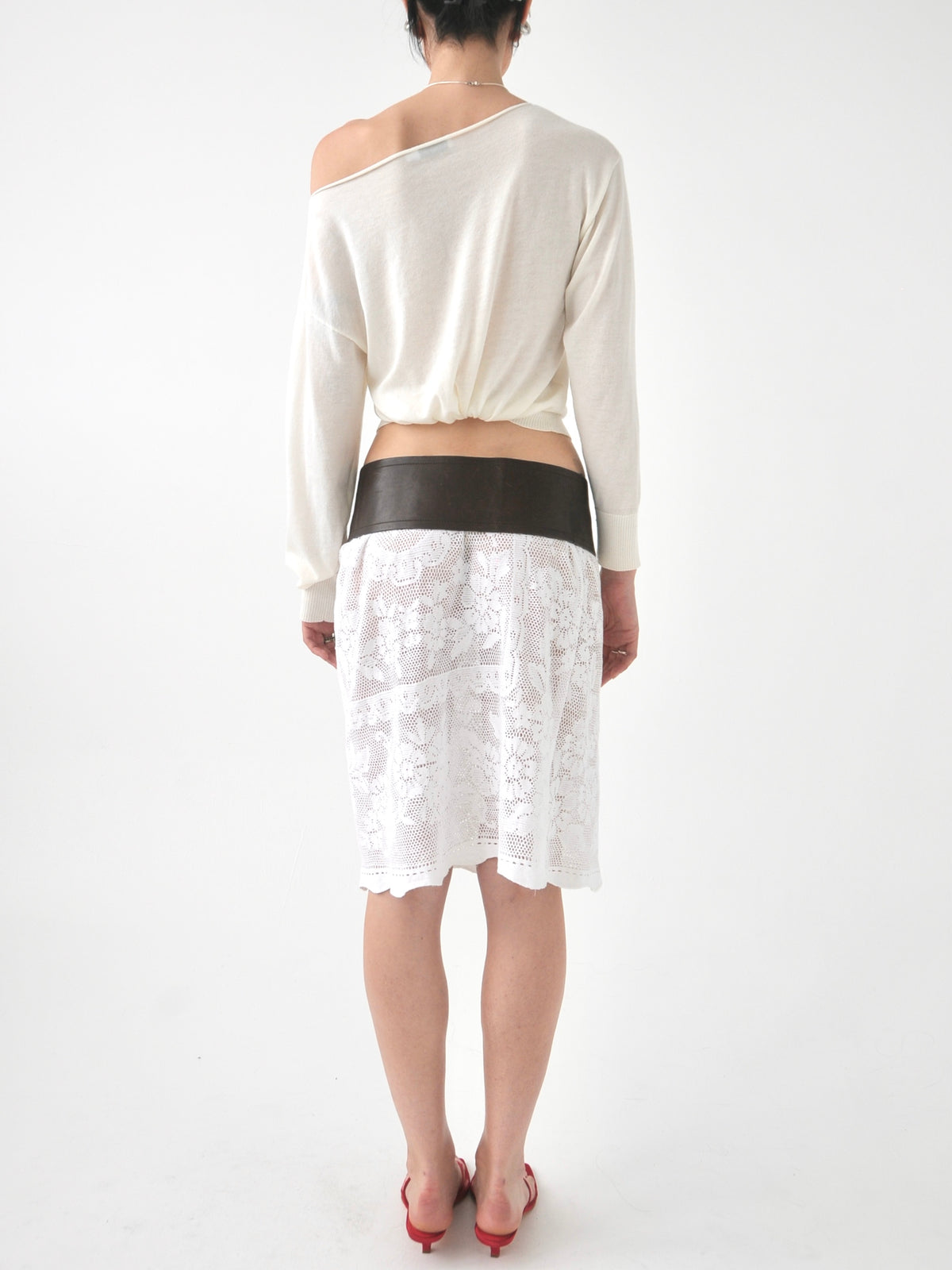 Filet vintage lace midi skirt