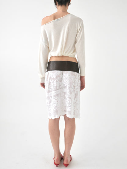 Filet vintage lace midi skirt