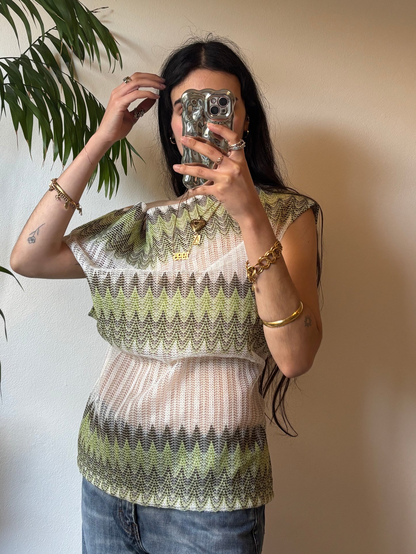 Field of light top - Green lace