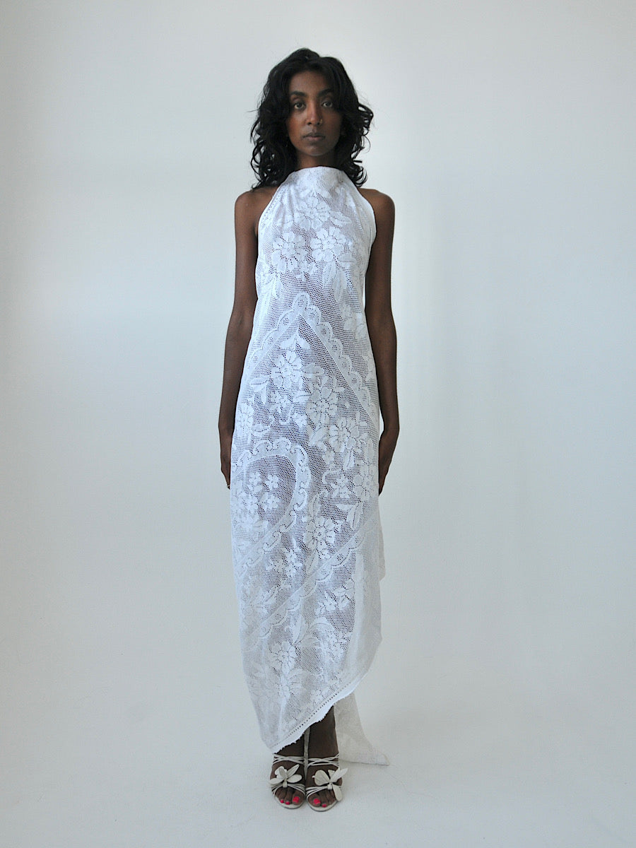 Heather halter lace midi dress