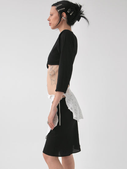 Marie patched vintage doily tie mini skirt