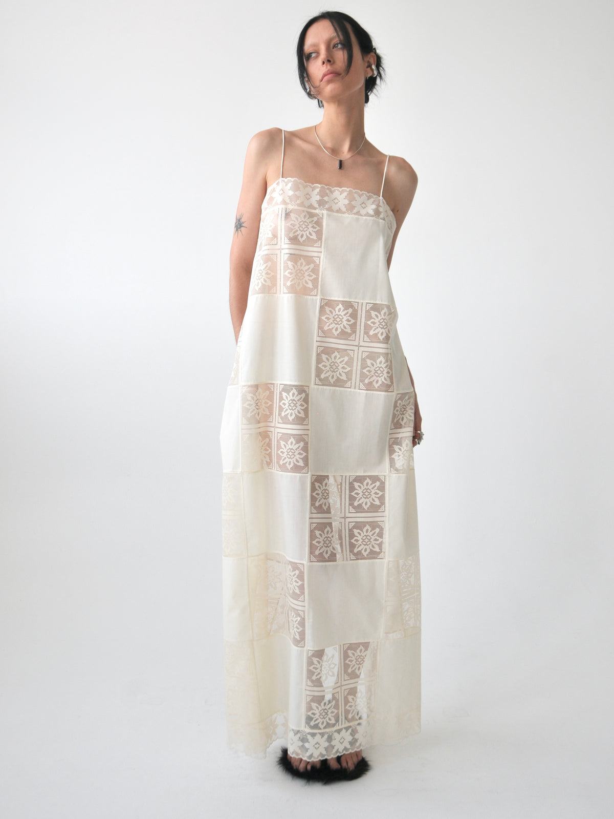 Heaven vintage patched lace maxi dress