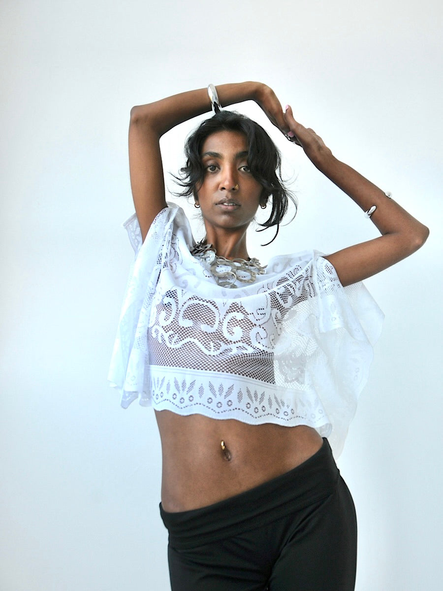 Halo draped lace poncho top II
