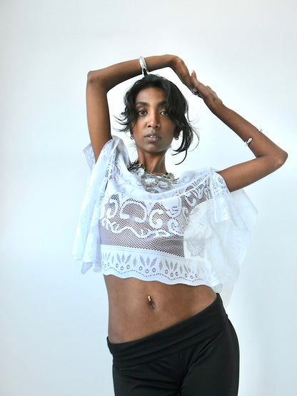 Halo draped lace poncho top II