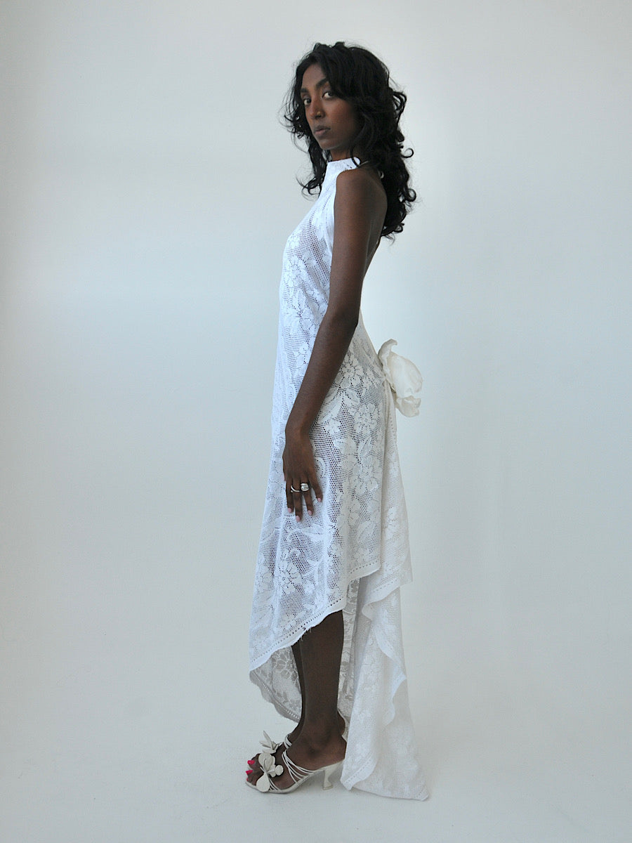 Heather halter lace midi dress