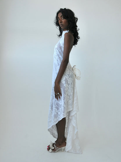Heather halter lace midi dress