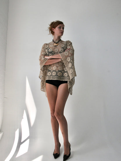 Lustre crochet lace poncho top III