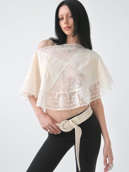 Heaven vintage patched lace poncho top