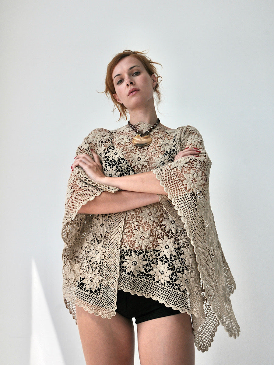 Lustre crochet lace poncho top III
