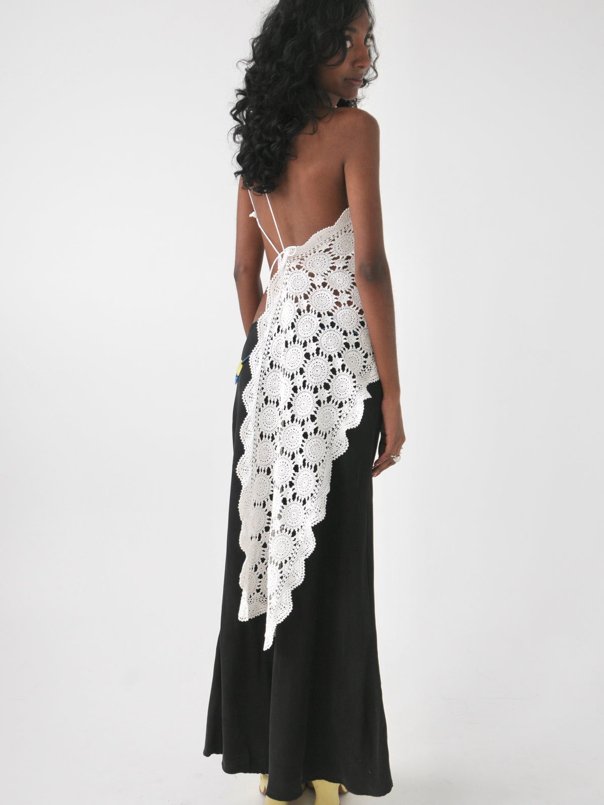Devon one shoulder vintage crochet lace top