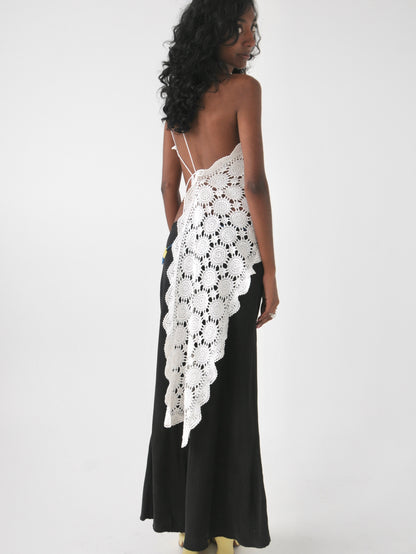Devon one shoulder vintage crochet lace top