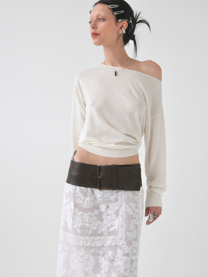 Filet vintage lace midi skirt
