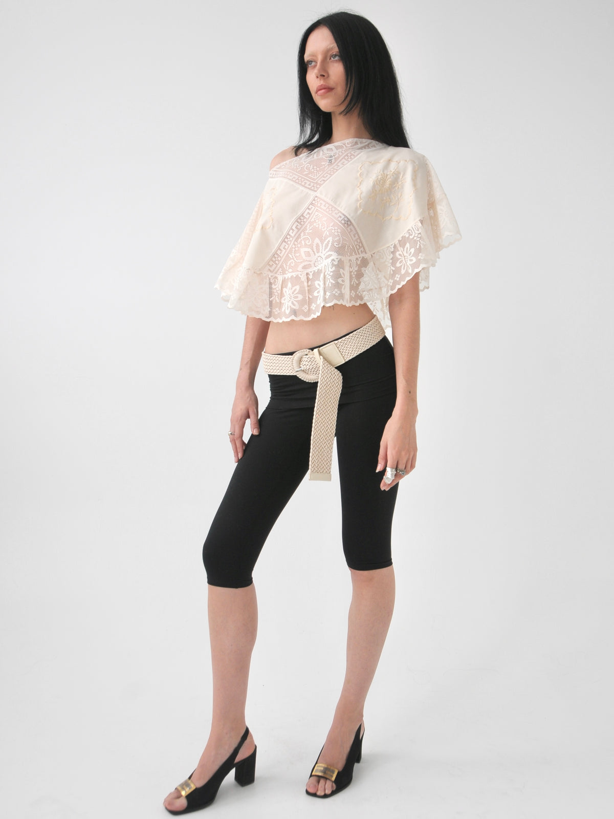 Heaven vintage patched lace poncho top
