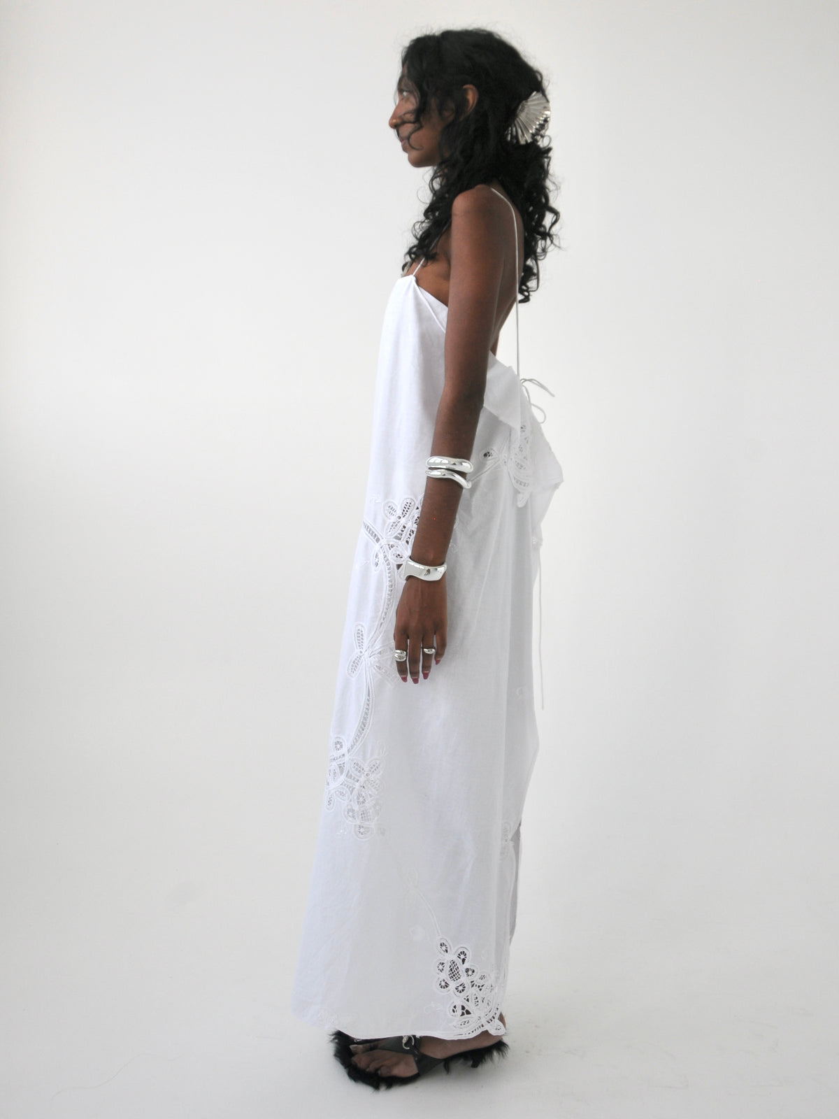 Dreamer vintage cotton Battenberg lace trim maxi dress