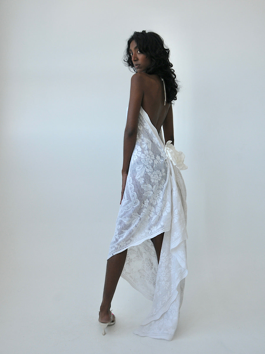 Heather halter lace midi dress