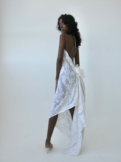 Heather halter lace midi dress