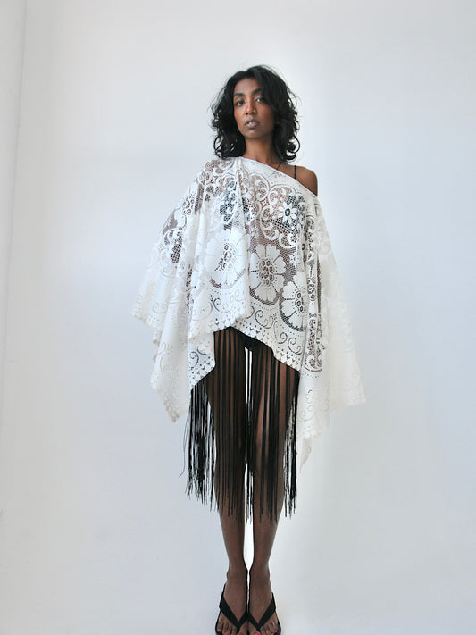 Lustre lace poncho top V