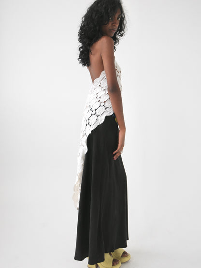 Devon one shoulder vintage crochet lace top
