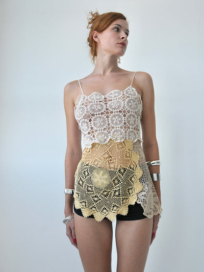 Emilio crochet lace longline cami top