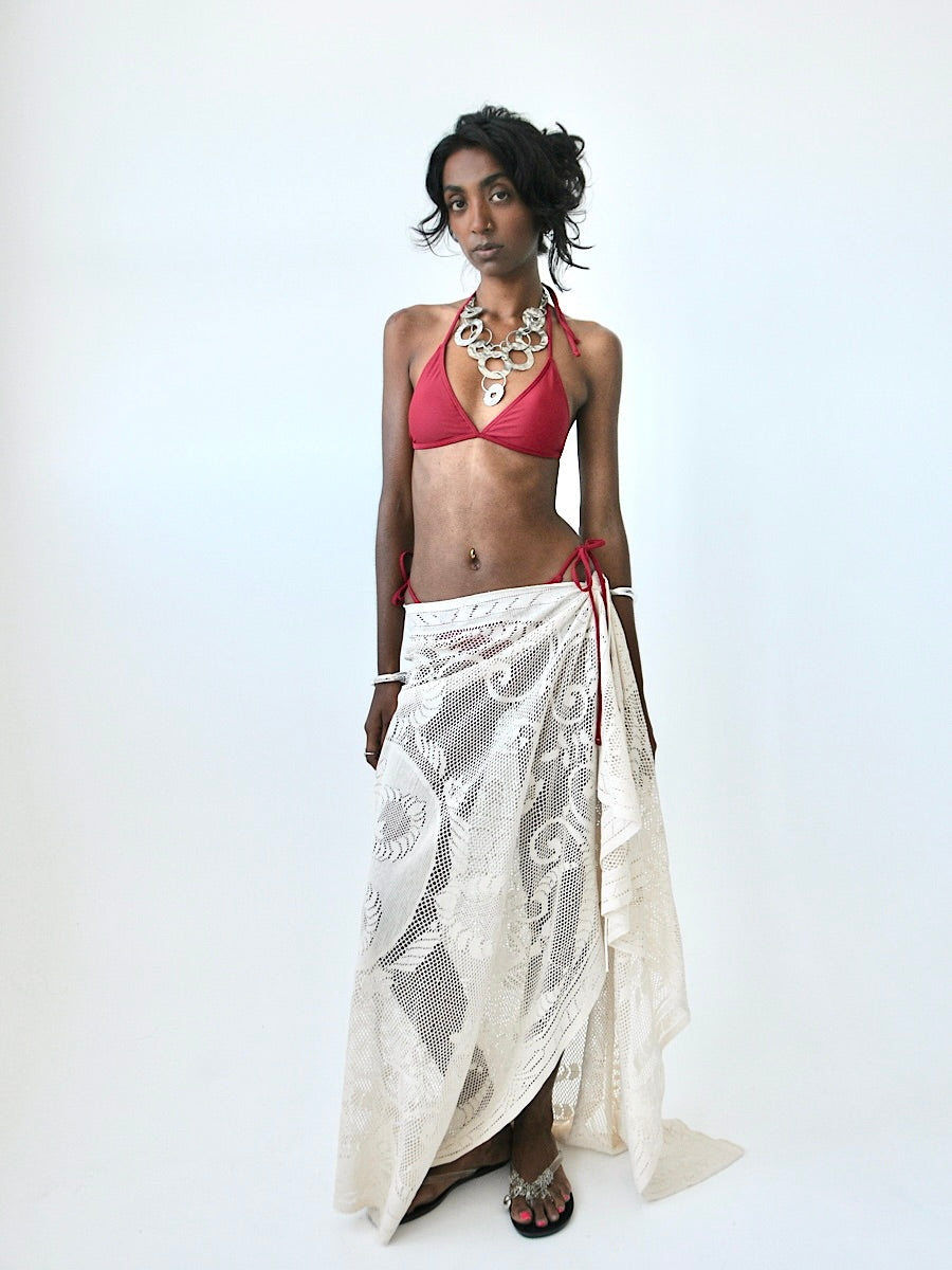Aragon lace tie maxi skirt
