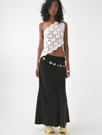 Devon one shoulder vintage crochet lace top