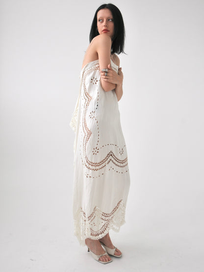 Rosanna embroidered vintage linen lace maxi dress