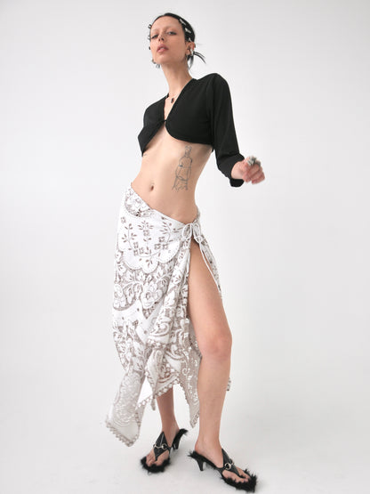 Demi II draped vintage lace tie skirt