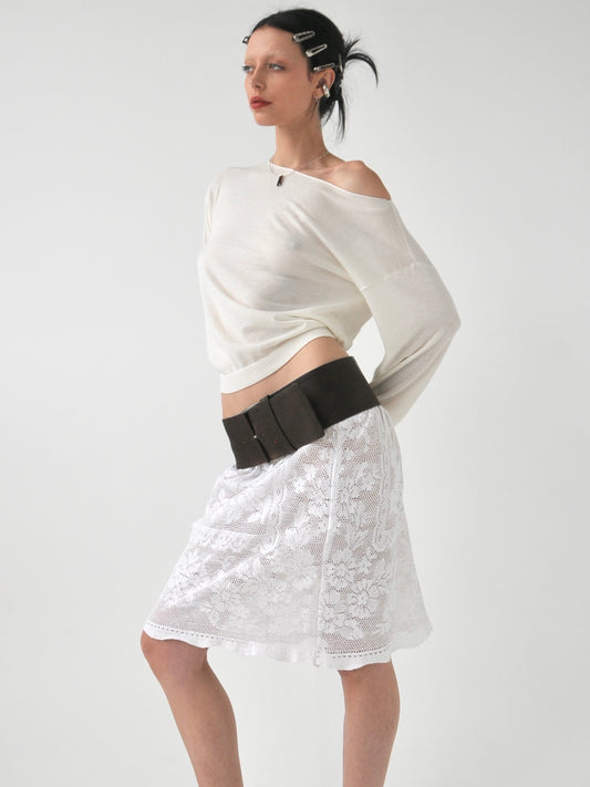 Filet vintage lace midi skirt