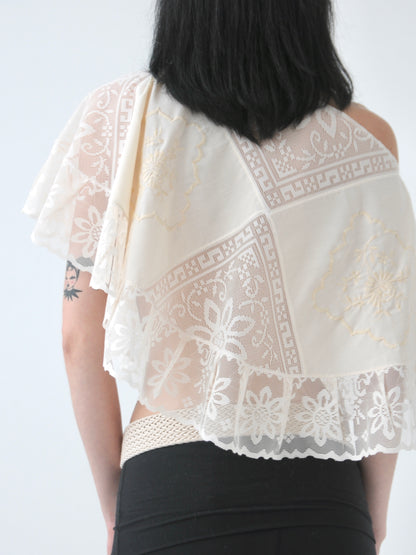 Heaven vintage patched lace poncho top
