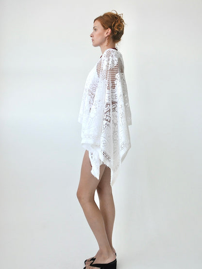 Lustre lace poncho top
