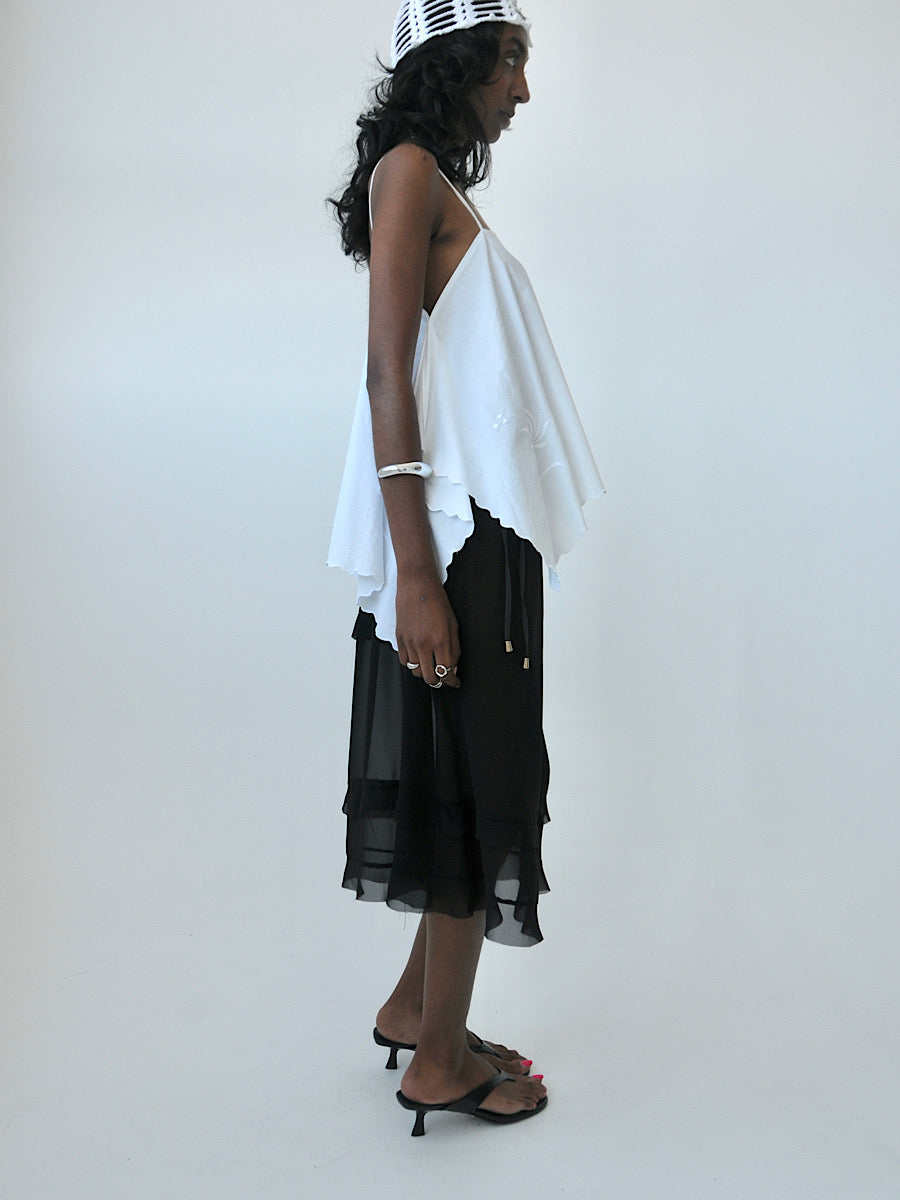 Lilly embroidered cotton drape top