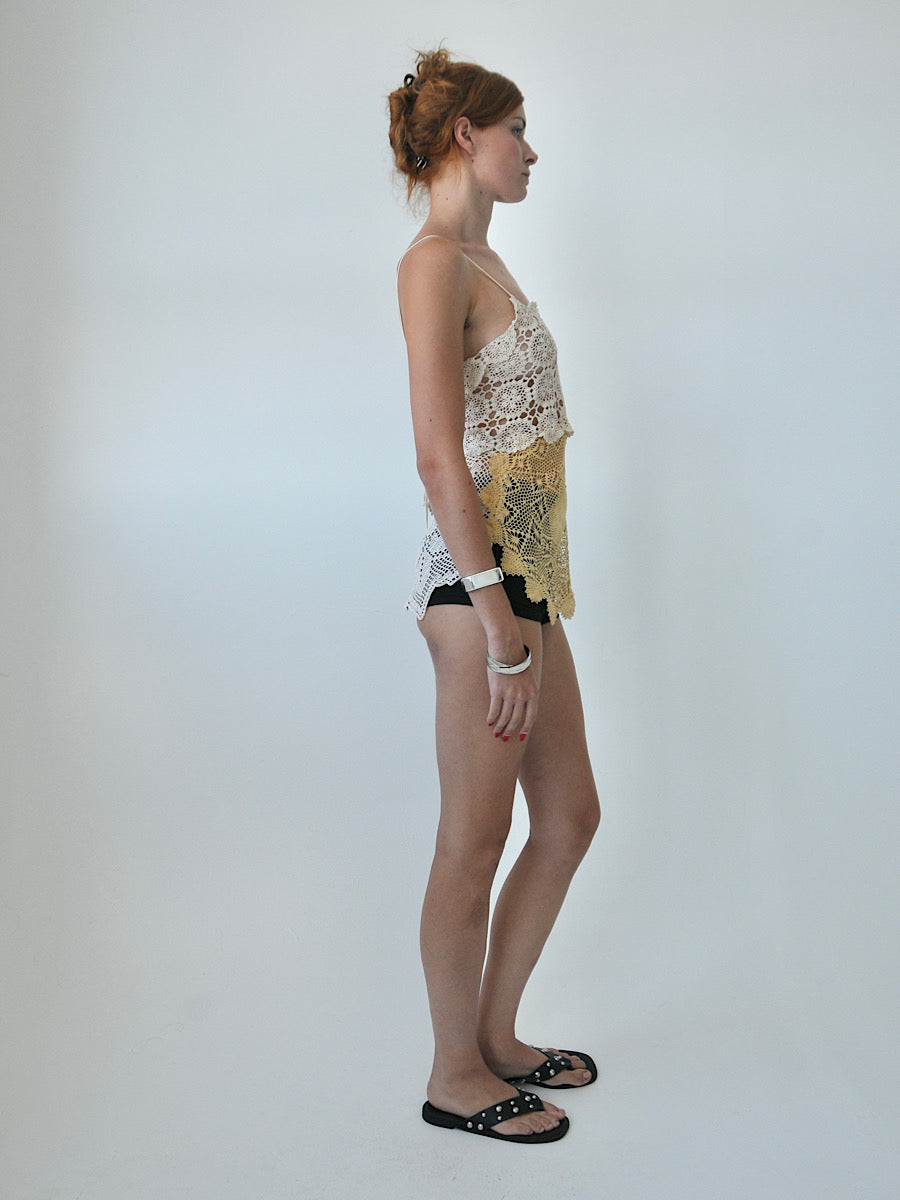Emilio crochet lace longline cami top