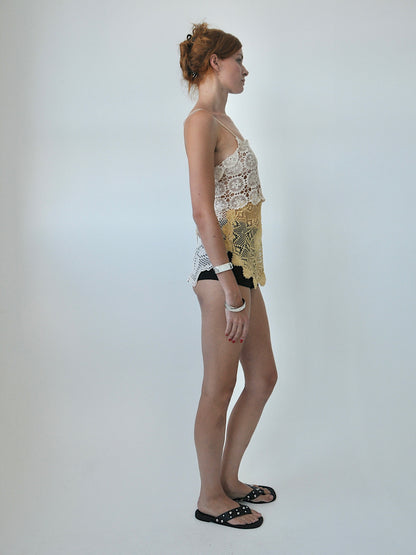 Emilio crochet lace longline cami top