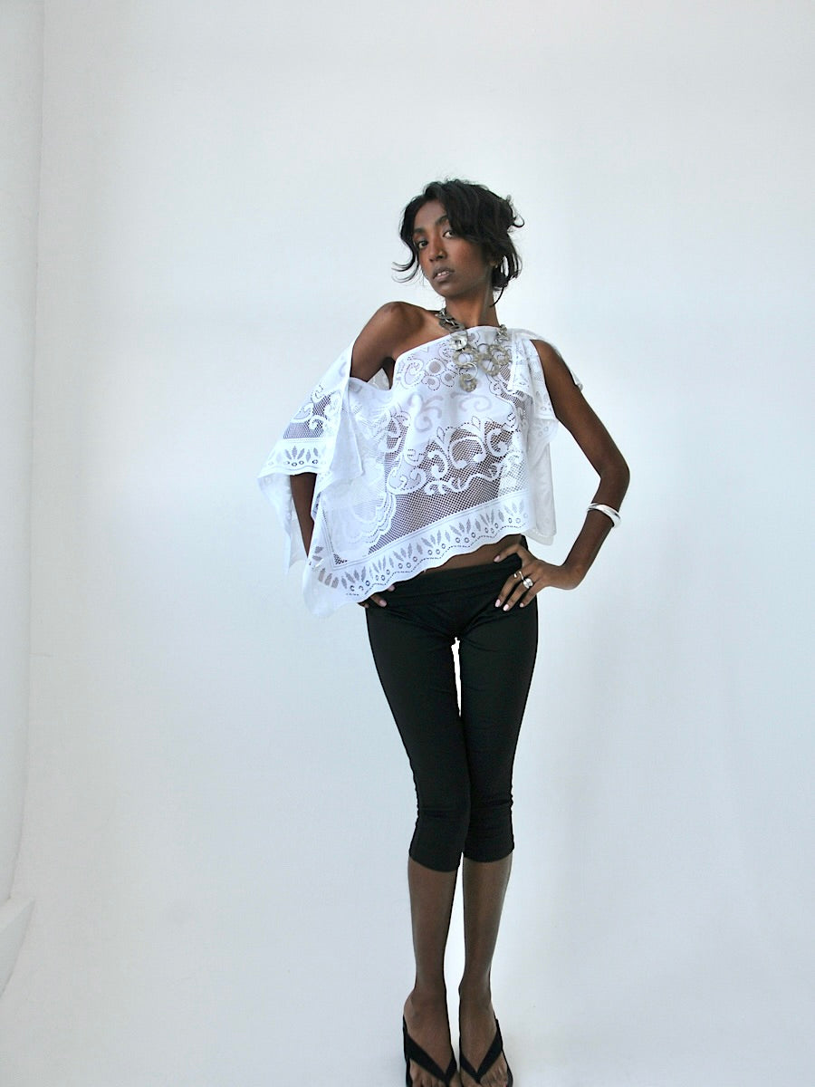 Halo draped lace poncho top II
