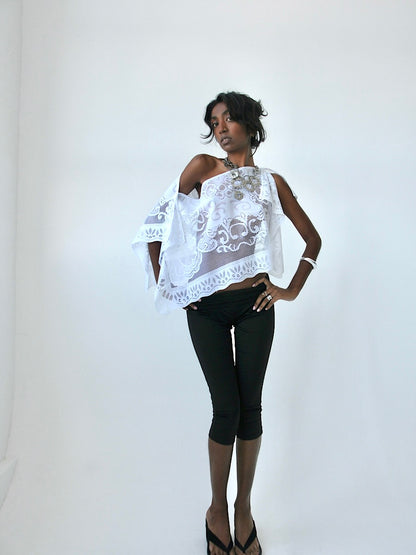Halo draped lace poncho top II