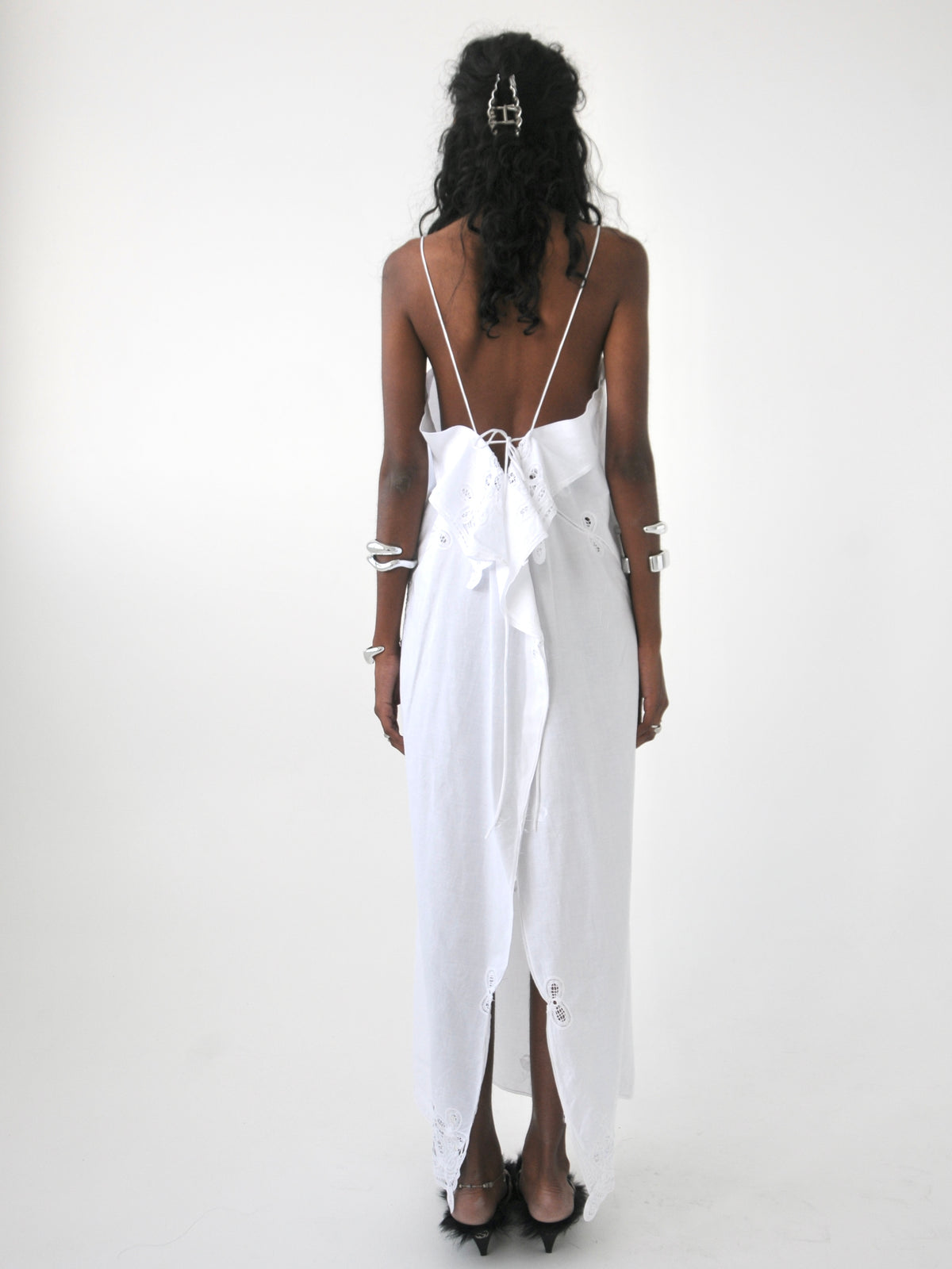 Dreamer vintage cotton Battenberg lace trim maxi dress