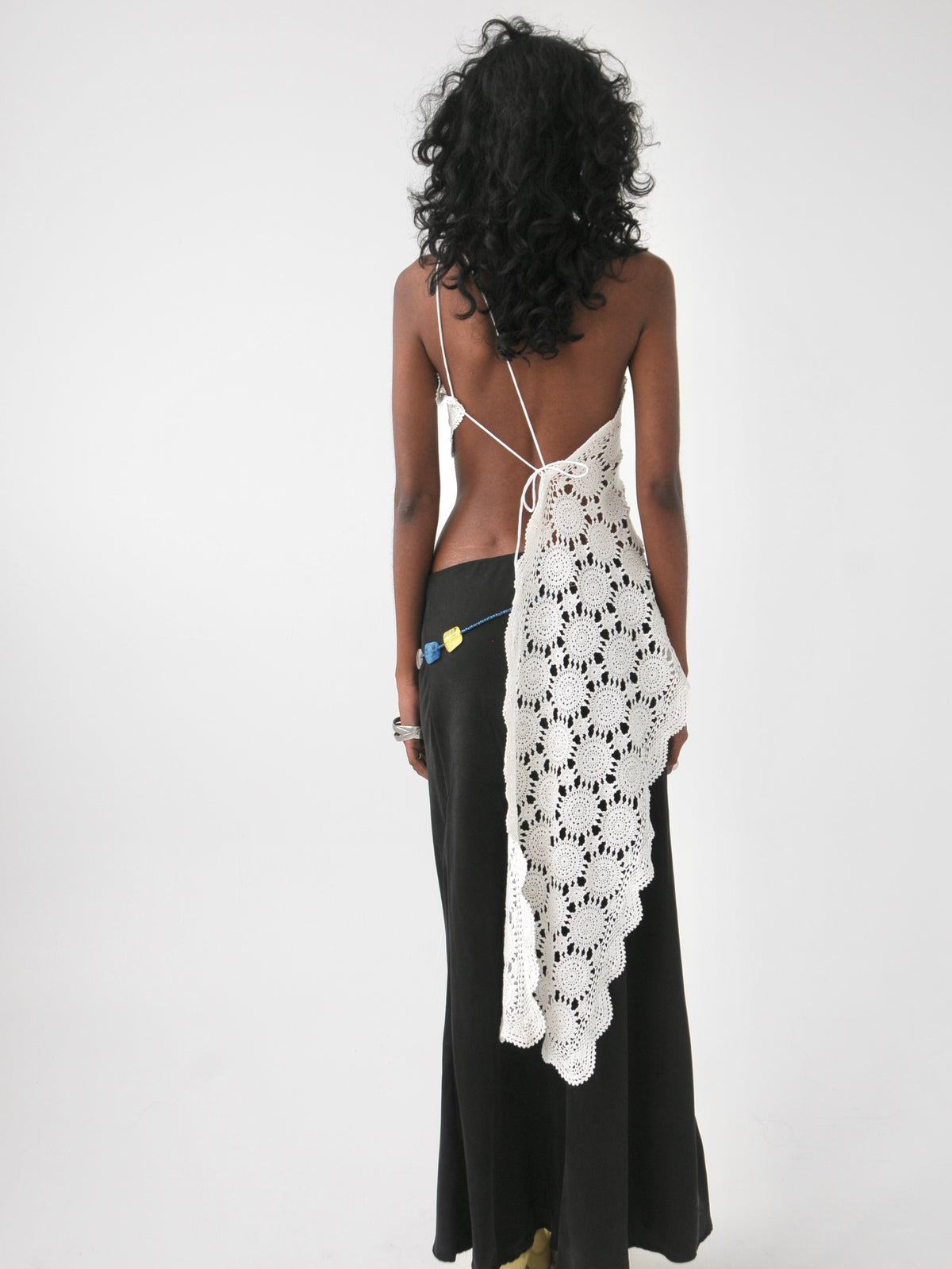 Devon one shoulder vintage crochet lace top