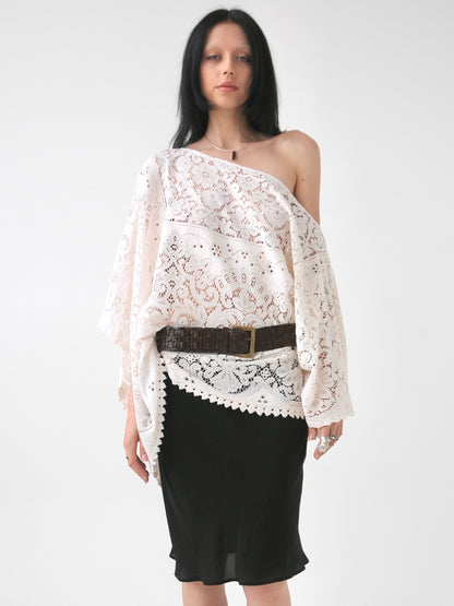 Adorn cream vintage lace poncho top