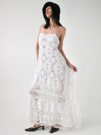 Lillian vintage crochet lace maxi dress
