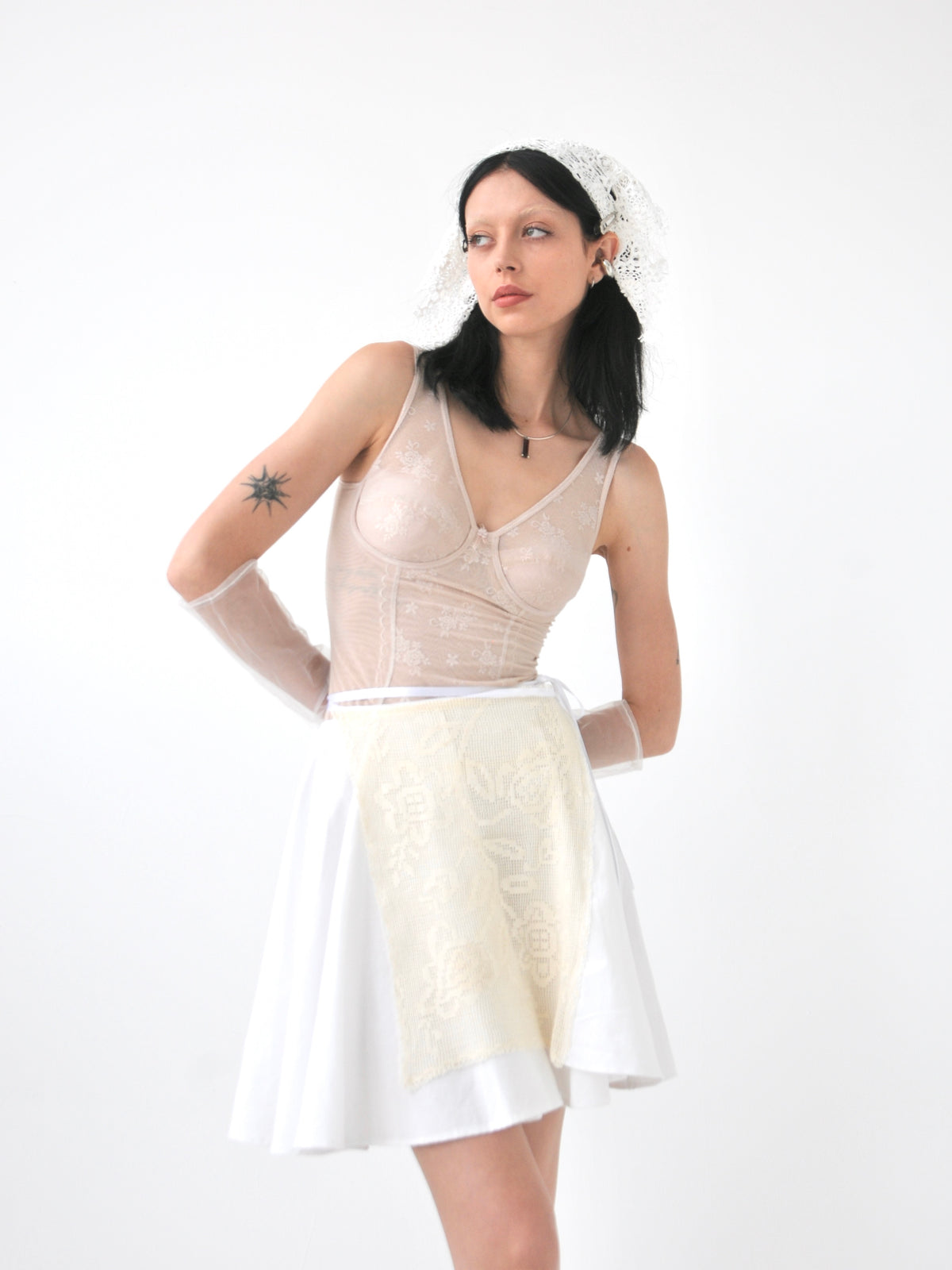 Ballet filet crochet and cotton wrap skirt
