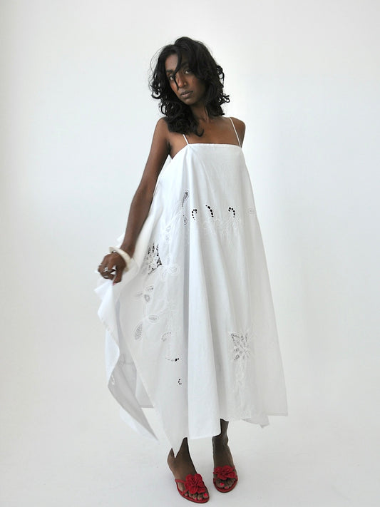 Figure appliqué cotton maxi dress
